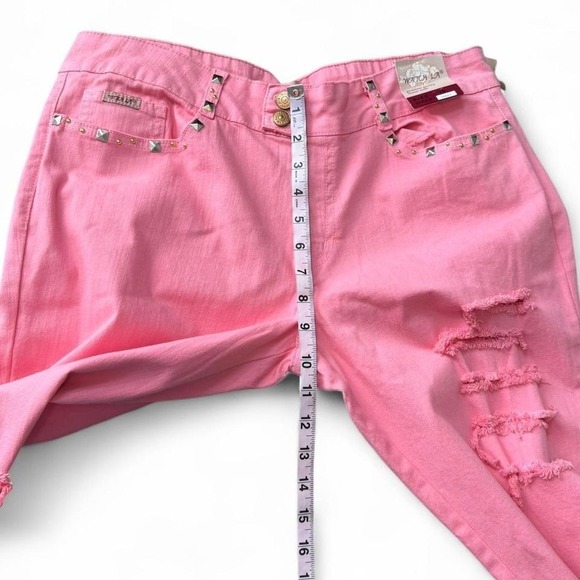 Y2K Pink Low Rise Studded Ripped Flare Jeans‎ - Picture 7 of 8